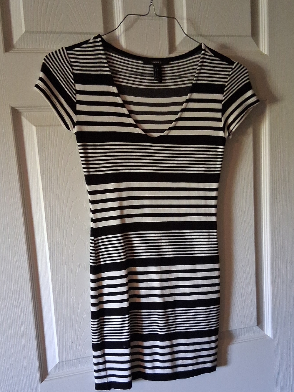 Forever 21 Black and White Striped Asymmetrical Dress